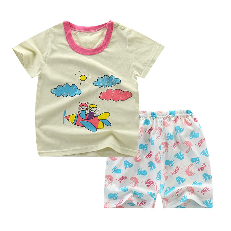 Summer Printed Clothing Set 2 Pcs for Kids