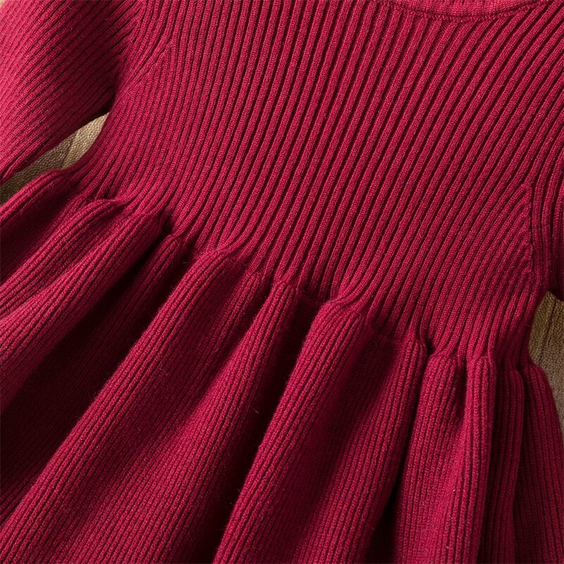 Knitted Long Sleeve Baby Girl's Dress