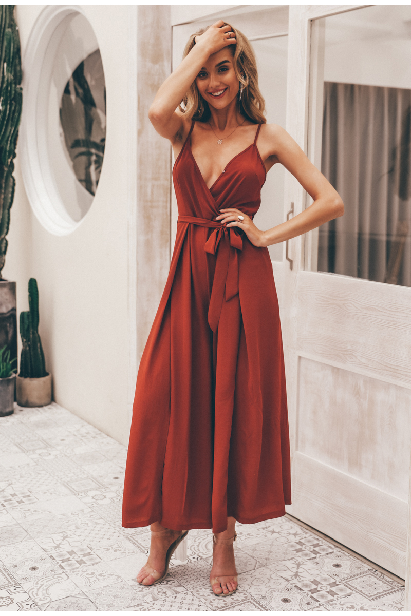 Red Solid Women's Jumpsuit