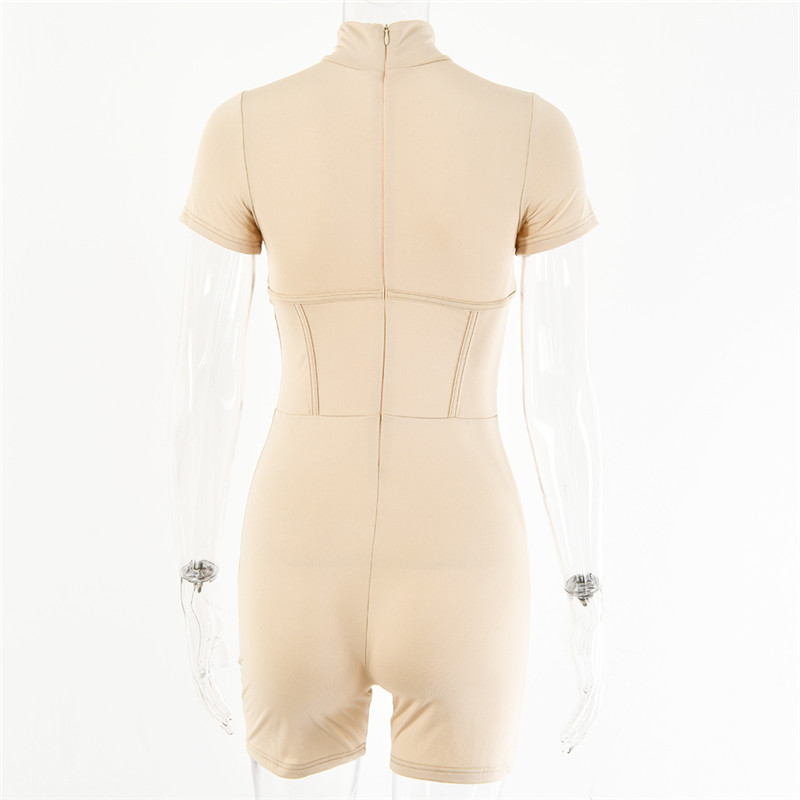 Women's Cotton Zipper Turtleneck Jumpsuit