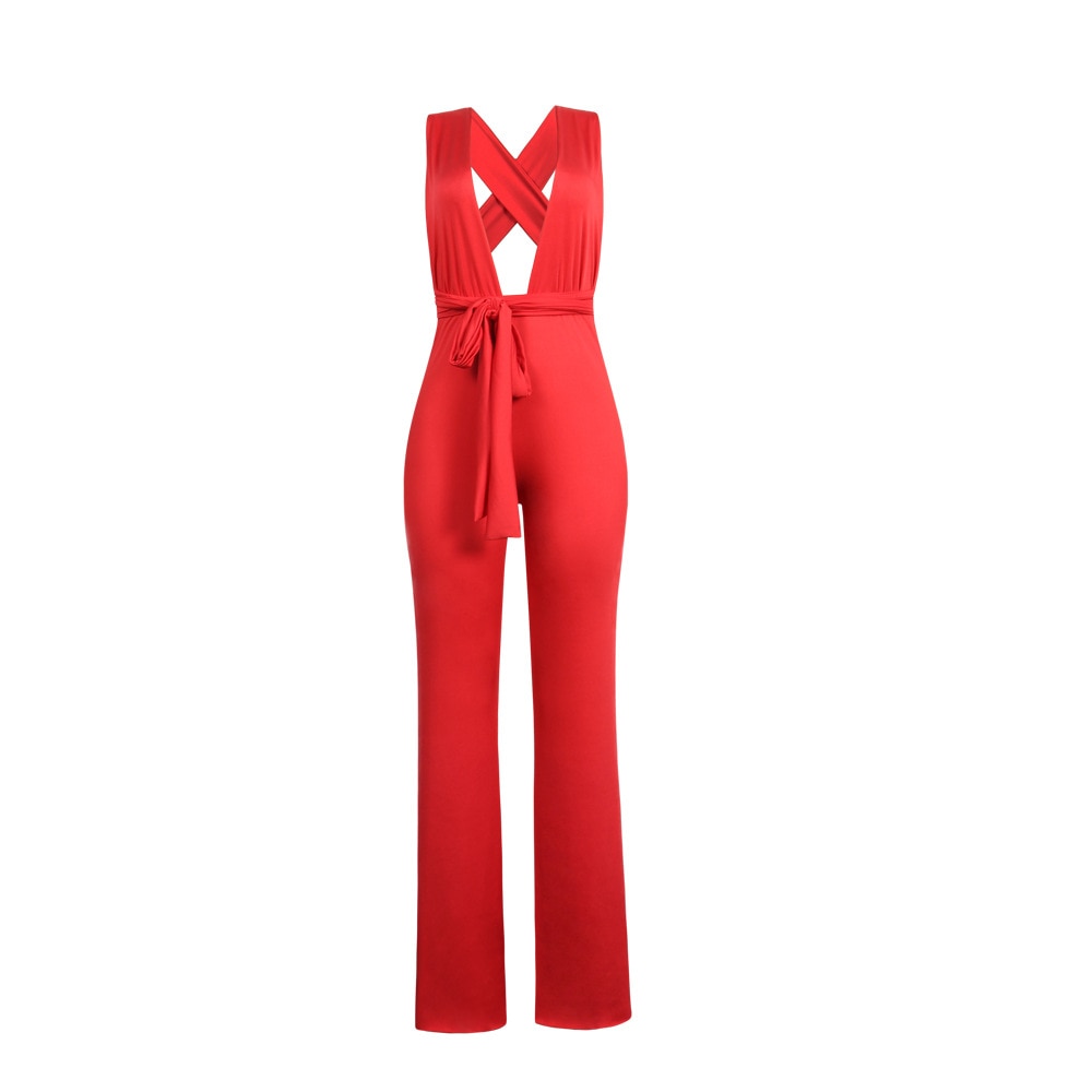 Women's Sexy Wide Leg Solid Jumpsuits