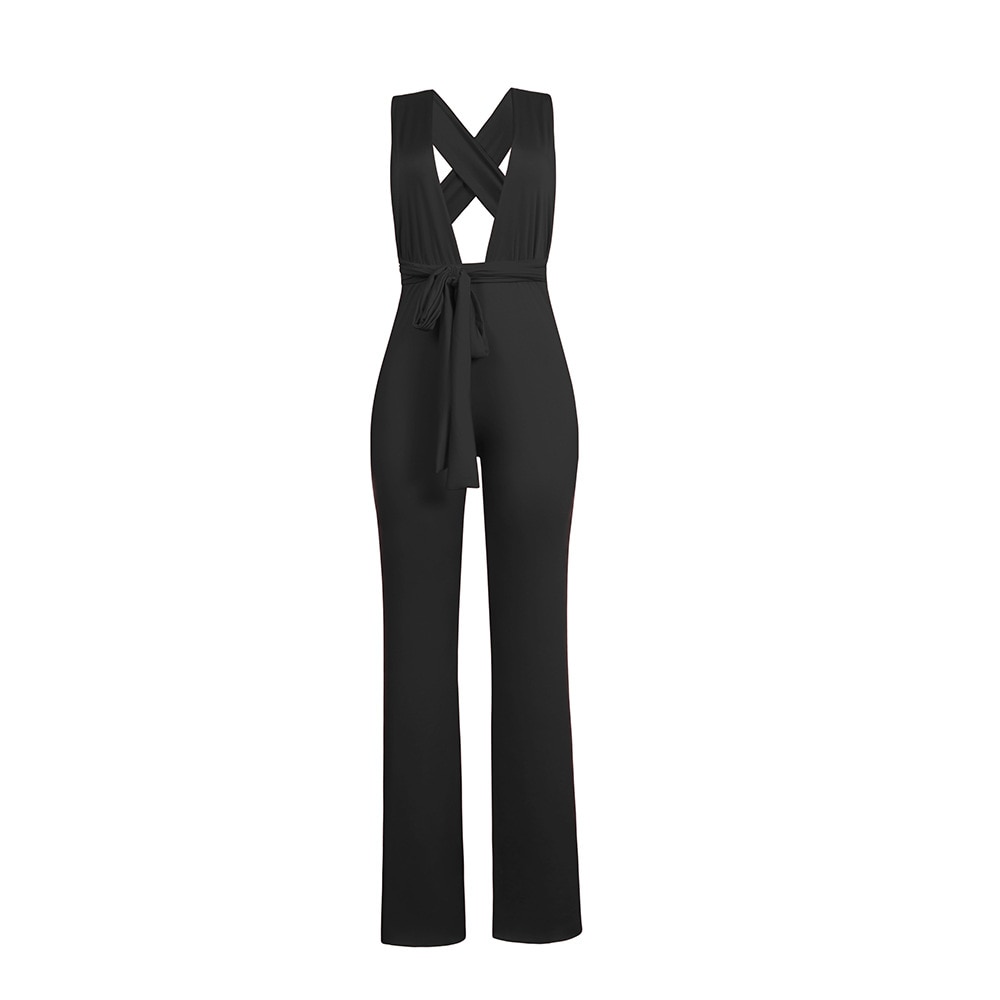 Women's Sexy Wide Leg Solid Jumpsuits