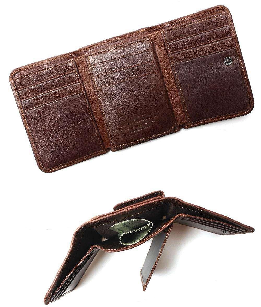 Men's Leather Vertical Trifold Wallet