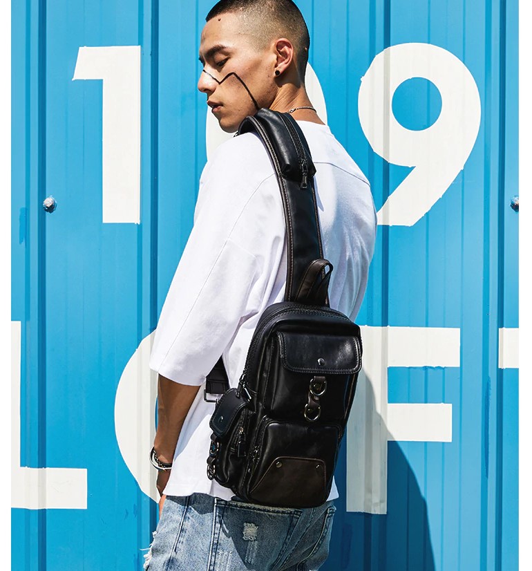 Men's Urban Style Eco-Leather Crossbody Bag