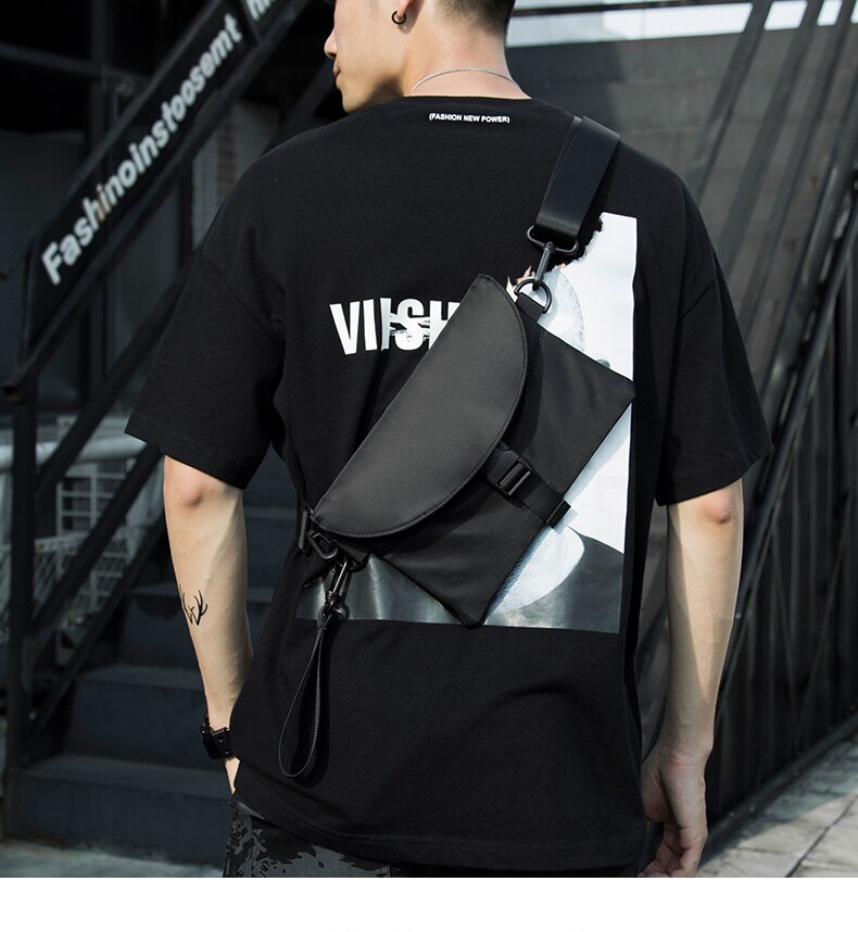 Men's Waterproof Black Nylon Messenger Bag
