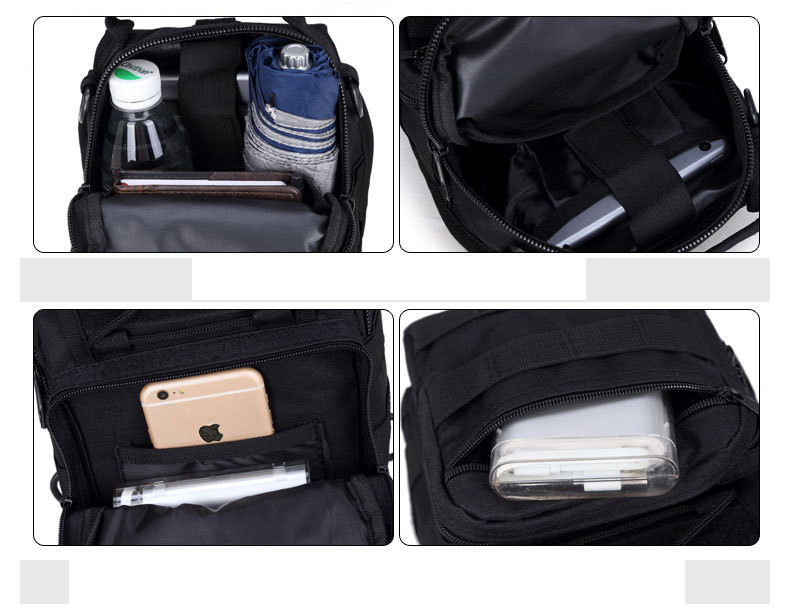 Black Multi Pocket Design Crossbody Bag