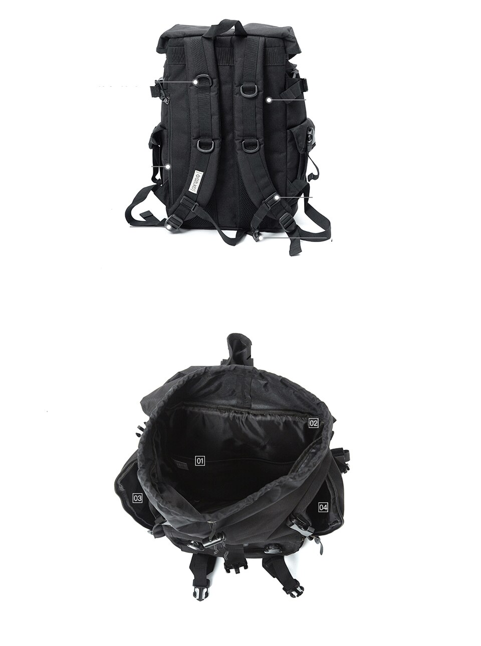 Street Style Men's Black Backpack with Buckles