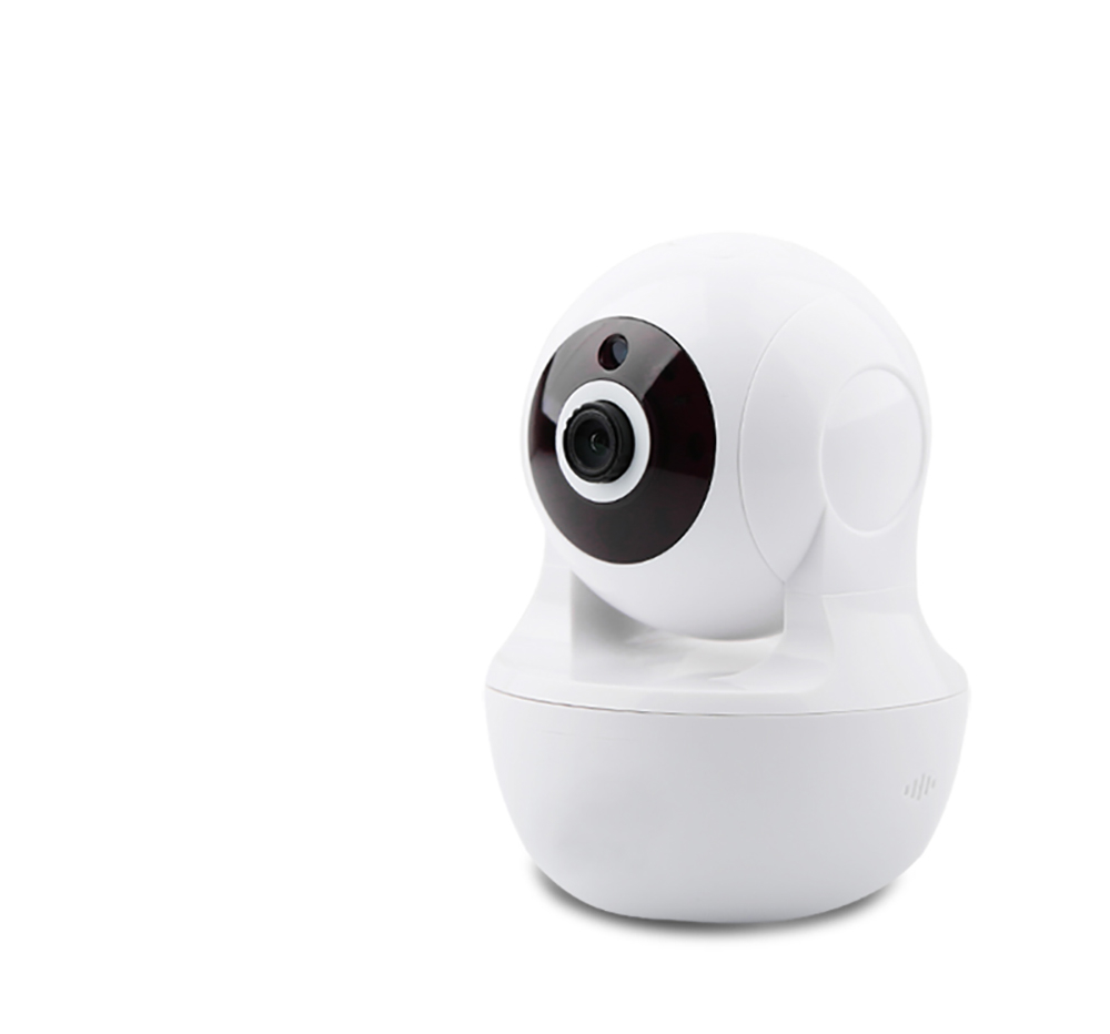 White Wireless Smart Camera with Built-in Microphone and Speaker