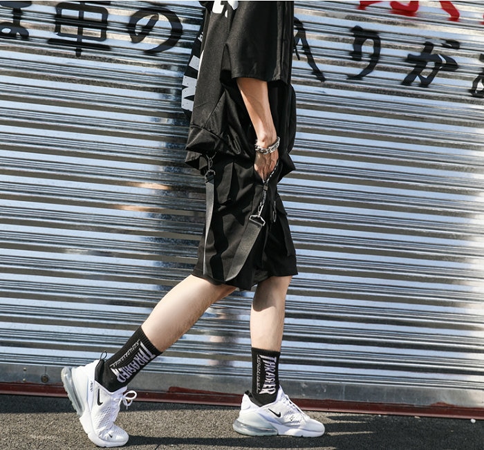 Hip Hop Multi-Pocket Black Shorts for Men