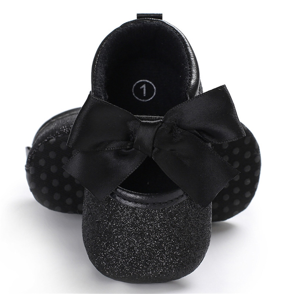 Baby Girl's Lace Up Glitter Bowknot First Walkers