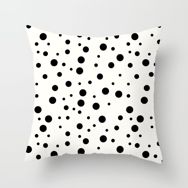 Geometric Patterned Black and White Cushion Cover