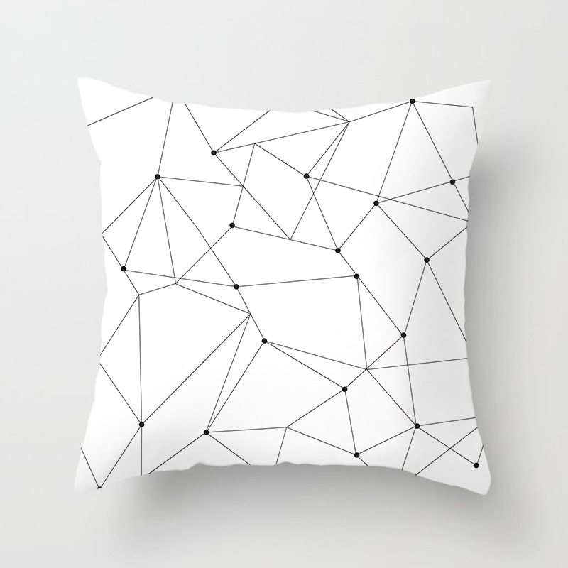 Geometric Patterned Black and White Cushion Cover