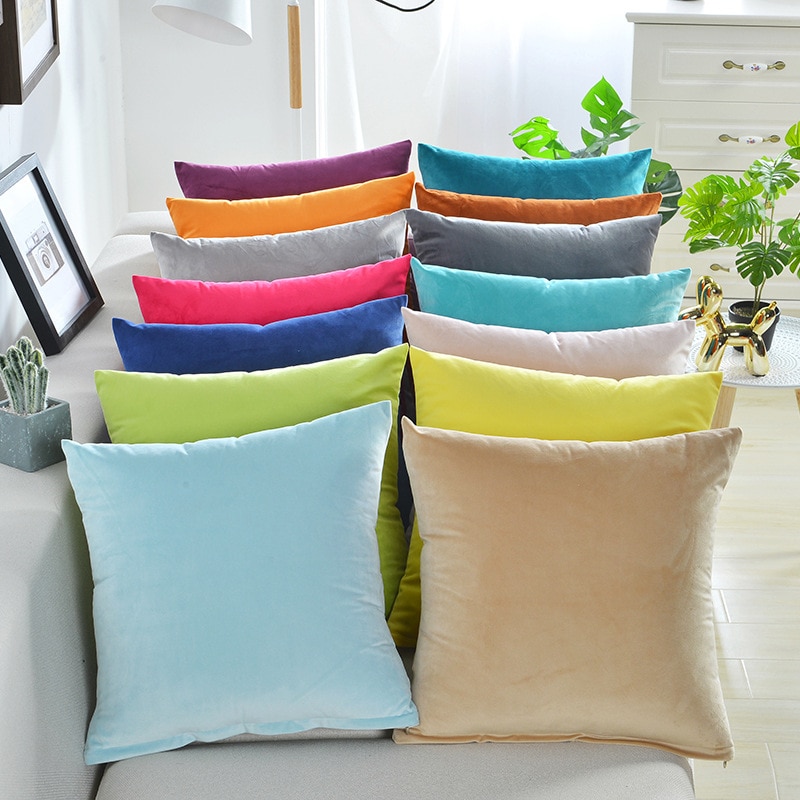 Solid Color Velvet Cushion Cover
