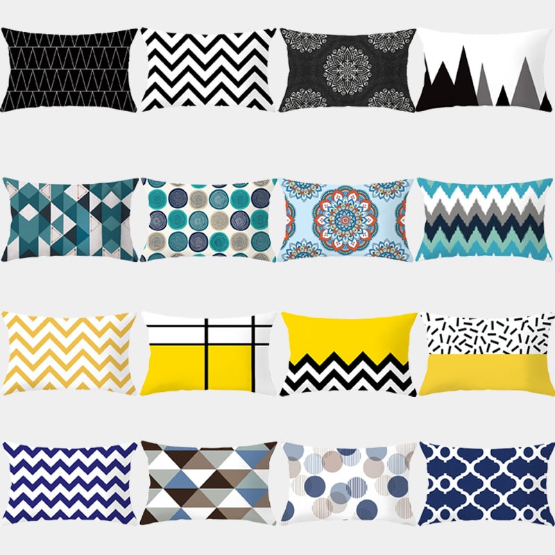 Geometric Patterned Rectangular Cushion Cover