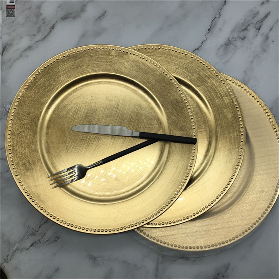 Set of Plastic Plates in Gold