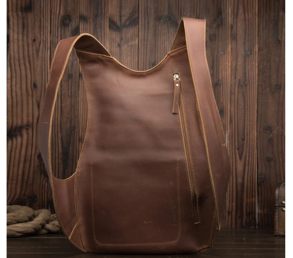 Ergonomic Design Leather Laptop Backpack