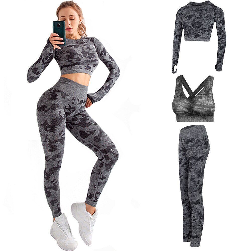 Yoga Seamless Camouflage Printed Sportswear for Women