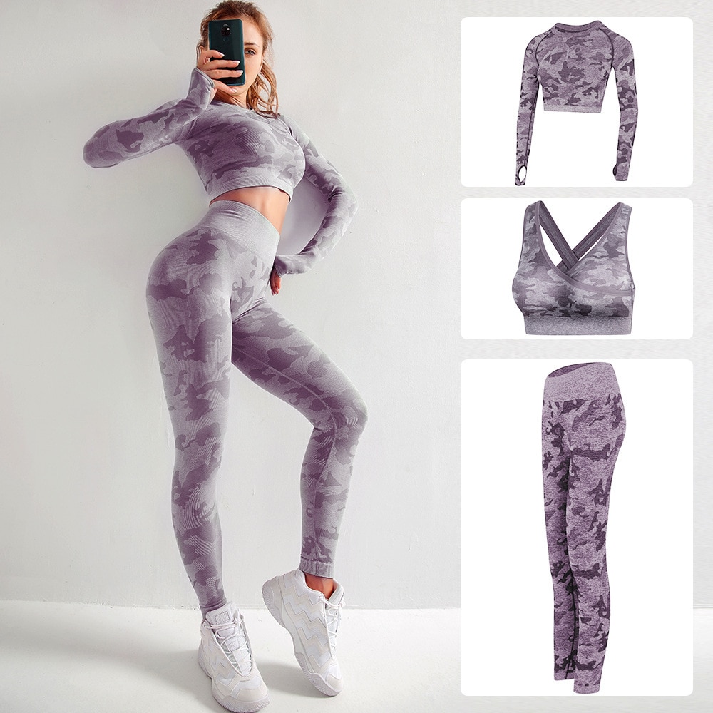 Yoga Seamless Camouflage Printed Sportswear for Women