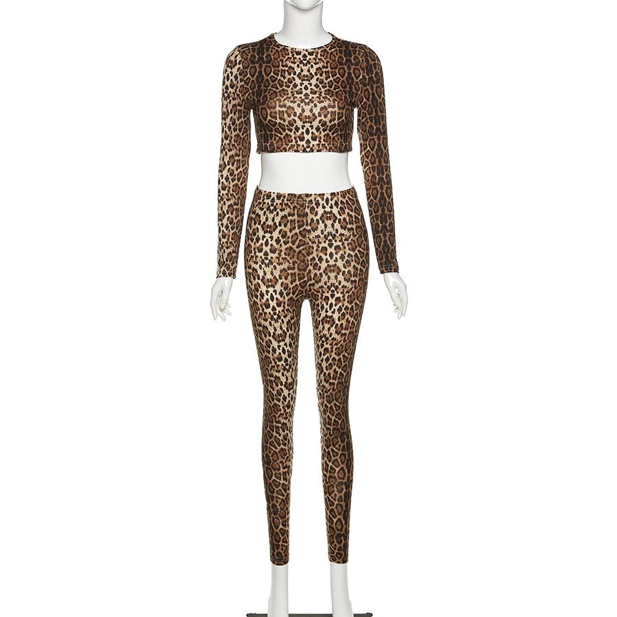 Sexy Leopard Print Stretch Cropped Top and Sport Leggings