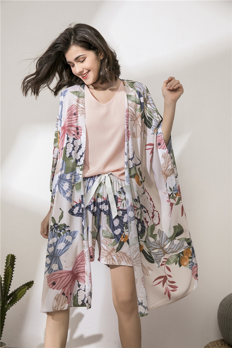 4 Pieces Soft Pajama Sets with Floral Print