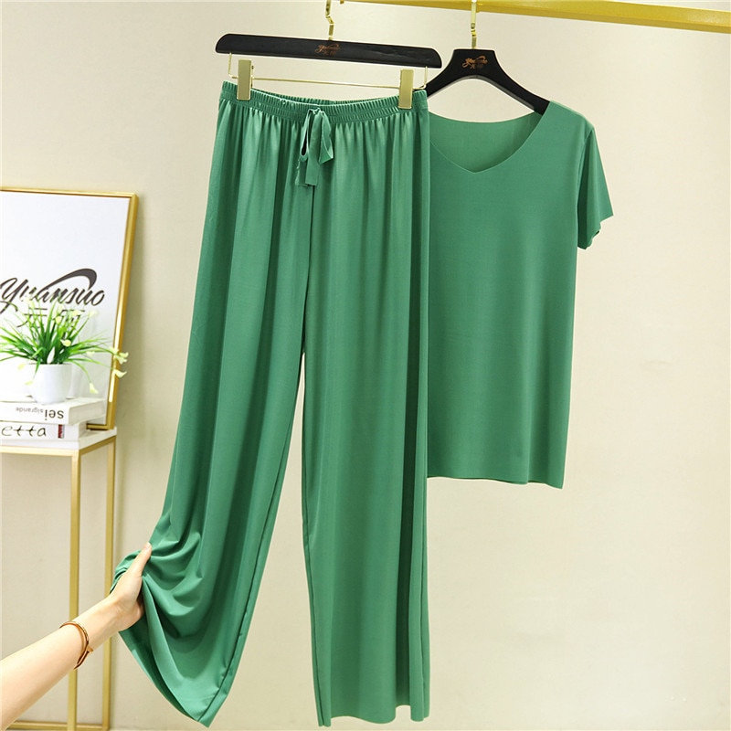 Solid Color Loose Pajamas Set for Women