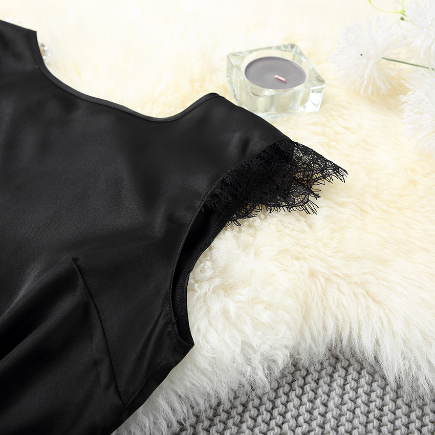 Black Lace Sexy Satin Backless Sleepwear