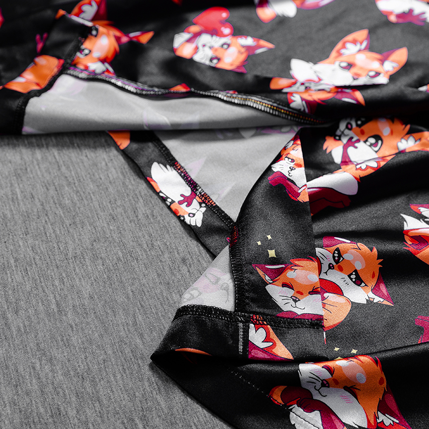 Fox Pyjamas Print Satin Robes With Sash