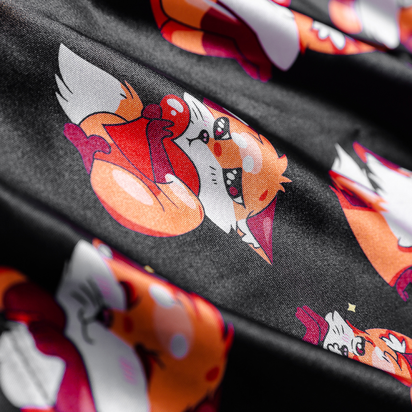 Fox Pyjamas Print Satin Robes With Sash