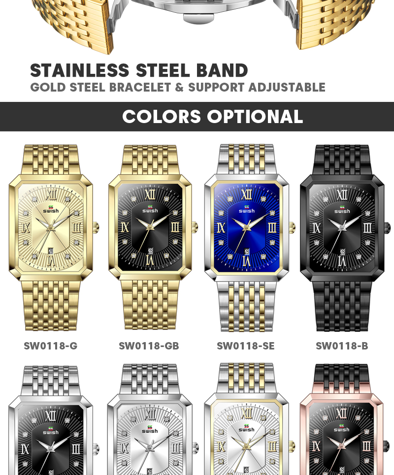 Men's Stainless Steel Chain Bracelet Watches