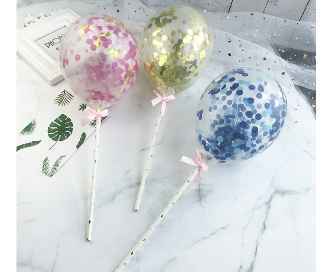 Confetti Balloon Cake Topper 10 Pcs Set