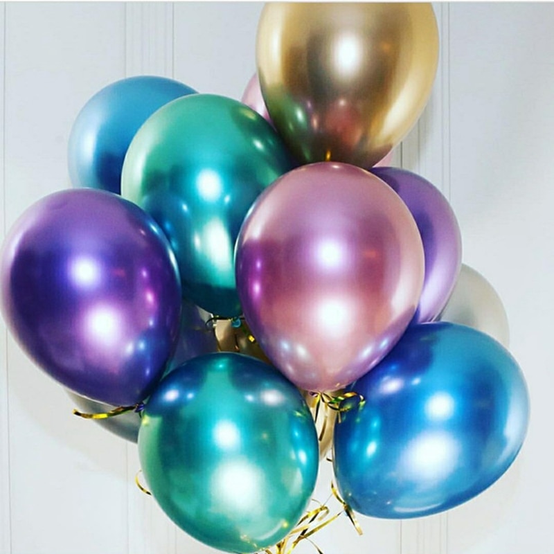 Set of Ten Metallic Latex Balloons