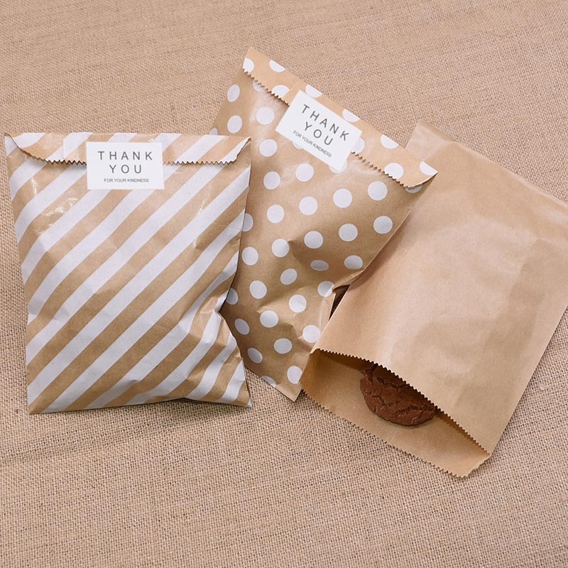 Set of 25 Kraft Paper Gift Bags in Print