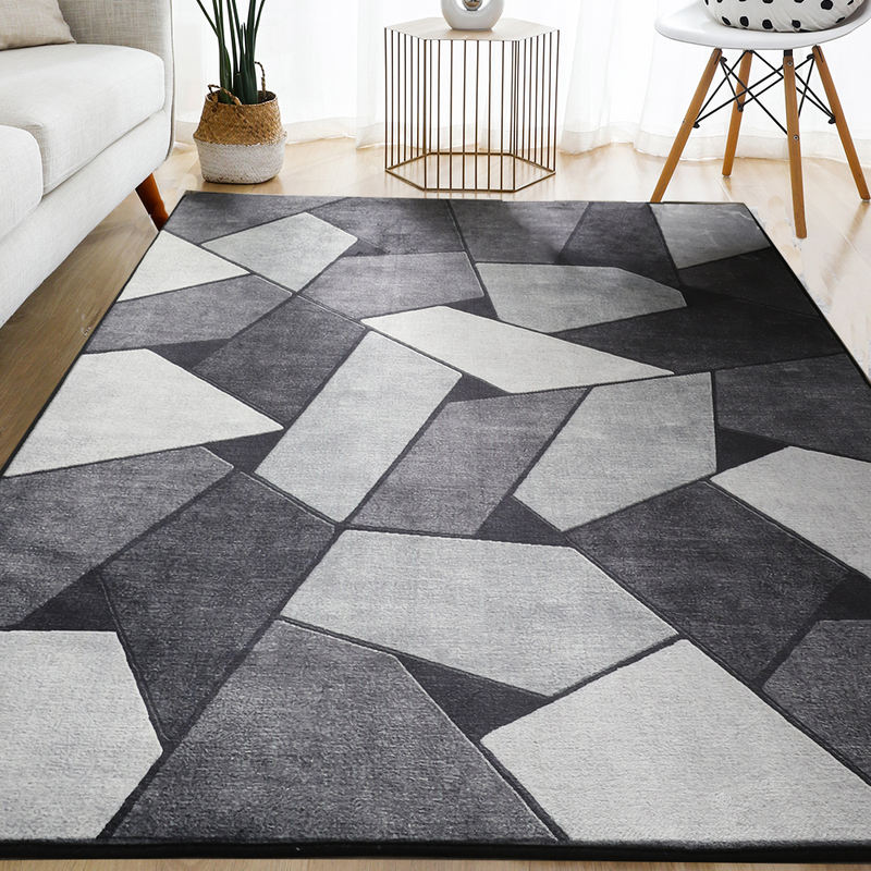 Velvet Geometric Carpet for Bedroom
