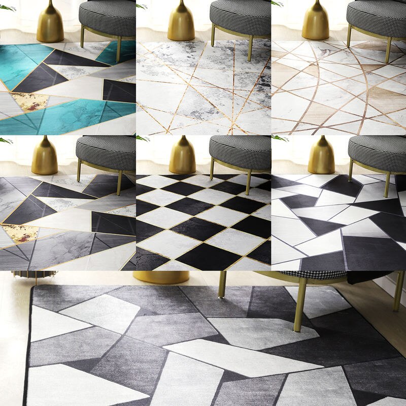 Velvet Geometric Carpet for Bedroom