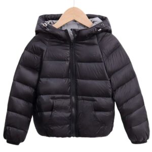 Black hooded puffer jacket